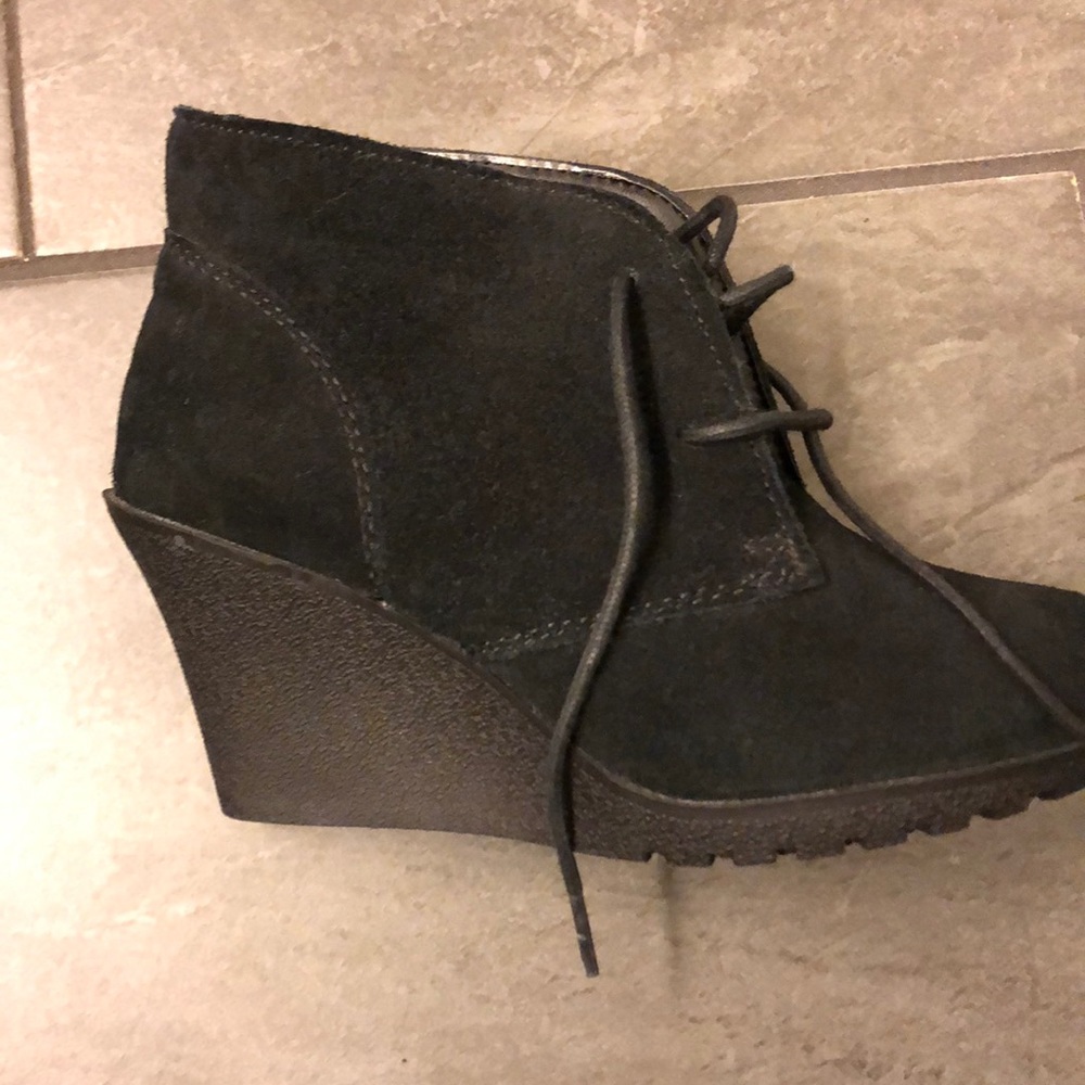 Brand new black wedge bootie